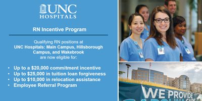 UNC Hospitals is excited to announce the launch of our enhanced RN Incentive Program.